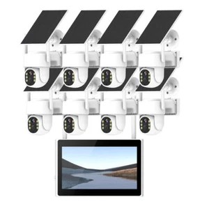 8CH Solar Batteries Home Wireless Security Camera System with CCTV Mini Monitor - Picture 1 of 15
