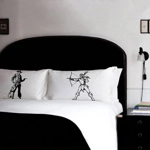 Cowboy vs Indian cotton pillowcases pillow fight wild west western room decor - Picture 1 of 3