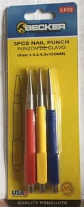 3 NAIL CENTRE PUNCH SET 1.6 MM -2.5 mm & 3.2 MM TOOLS colour coded - Foto 1 di 3
