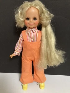 VTG 1969 IDEAL CRISSY GROWING HAIR VELVET DOLL- BLONDE CURLY HAIR + YELLOW CLOGS - Picture 1 of 12