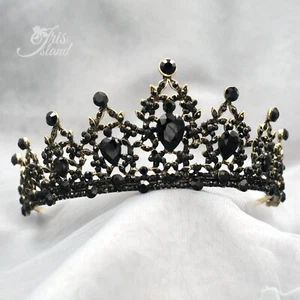 Sfida festa matrimonio principessa tiara cristallo nero 924 oro antico - Foto 1 di 7