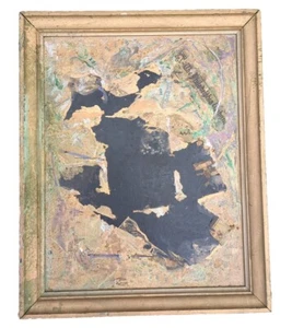 Vintage Painting Collage Assemblage Mid century Modern Map Philadelphia 26x32 - Picture 1 of 10