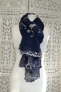 blue vintage Indian Shawl, scarf, dupatta, chunni, sarong, dupatta SKU16814 - Picture 1 of 7
