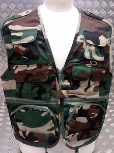 Fishing Hunters Photographers Multi Pocket Vest Military Woodland Camo All Sizes - Picture 1 of 3