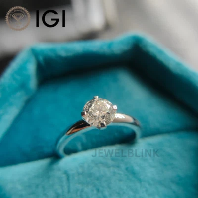1 Carat D/VVS2 Round CVD Lab Grown Diamond Solitaire Engagement Ring in 14K Gold - Image 1 of 4