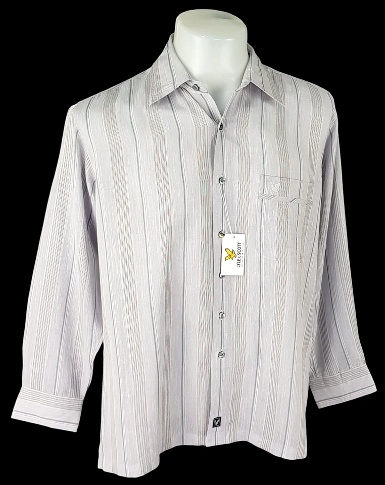 CAMISA DE NOCHE LYLE & SCOTT COLLECTION Para Hombre Gris Rayas L/S - L - 46" - PVP £69 Foto 1 de 4