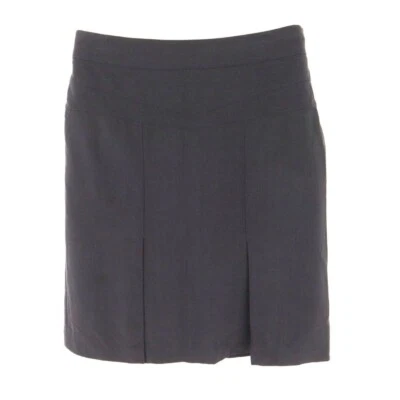 Knee Length Straight Skirt Womens 12 Gray Poly Blend Pleats Zip Grace Elements - Image 1 of 4