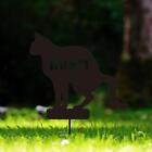 Prohibition Pooping Cat Sign with Stake Cat Yard Decoration Iron for Outside