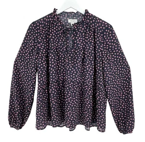 Top túnica para mujer On 34th talla S floral peplum fluido L/S de gran tamaño azul rosa - Imagen 1 de 12
