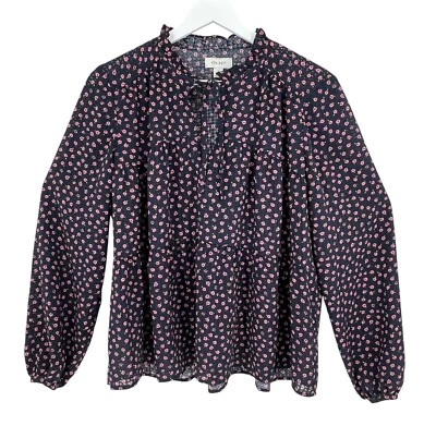 Top túnica para mujer On 34th talla S floral peplum fluido L/S de gran tamaño azul rosa Foto 1 de 4