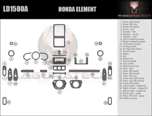 Fits Honda Element 2007-2011 Large Wood Dash Trim Kit - Picture 1 of 3