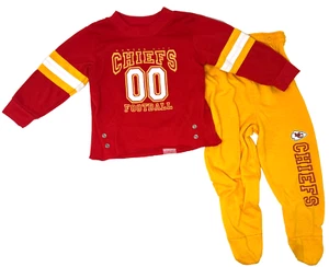Kansas City KC Chiefs 2 Piece 9-12 Month Baby Outfit Red Shirt Yellow Pants NFL - Picture 1 of 7