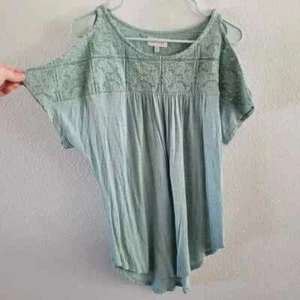 Lucky Brand Sz Medium Floral Lace Cutout Shoulder Blouse/Shirt - Picture 1 of 4