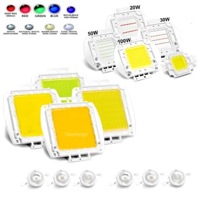 High Power LED white Chip SMD 3W 5W 10W 20W 30W 50W 100W 200W 300W 500W LED Chip - Image 1 of 4