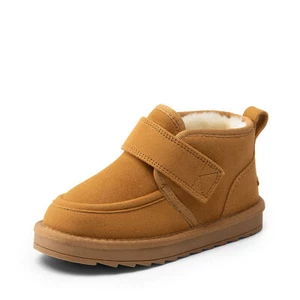 US Boys Girls Kids Snow Boots Ankle Boots Faux Suede Fur Lined Casual Boots - Picture 1 of 11