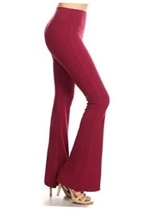 Women's High Waist Flared Casual, Work, Lounge Palazzo Pants X-Large Burgundy - Picture 1 of 5