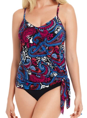 NUEVO MAGICSUIT 'Persia Alex' Tankini Swim Top Talla 8 Azul/Rojo/Multi #6008140 $122 Foto 1 de 3