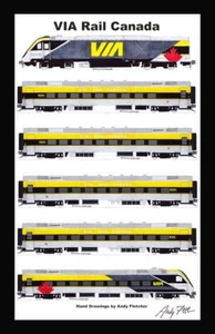 Póster enmarañado VIA Rail Venture Train 12"x18" firmado por Andy Fletcher - Imagen 1 de 1