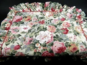 Vintage Croscill Pink Peony Rose Cottage Floral Ruffled Standard Pillow Shams - Picture 1 of 6