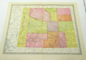 Wyoming Counties Color Map Book illustration plate pastel Antique Vintage 1904 - Picture 1 of 5