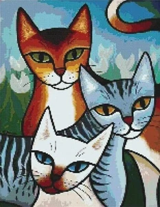 Kit Hágalo Usted Mismo Pintura Diamante Gatos Pintados - Completo - 12" x 16" - Sin Marco - Imagen 1 de 3