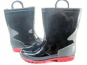 SkaDoo Black with Red Sole Big Kid Boy's Rain Boots, Youth Size Size 5, New - Picture 1 of 7