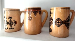 Vintage Centre Artisanal Kouba Algeria African Pottery Mug Set Handmade 4.5" NEW - Picture 1 of 14