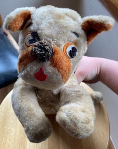Vintage-Stuffed Animal Plush Dog w/ Yarn Nose and Felt Tongue-No Collar or Tag - Picture 1 of 6