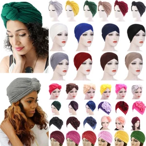 Damen Stretch Baumwolle Turban Hut Wrap Verknotet Afrikanische Verdreht Kopfba/s - Bild 1 von 57