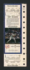 4/13/1987 New York Yankees vs Cleveland Indians Full Ticket #T289 - Picture 1 of 2