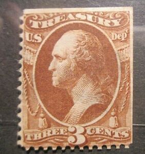 1873 3c US official Treasury Department Revenue Stamp O74 hinged mint