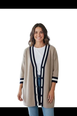 Laura Scott Cardigan Sweater Large Knit Button Net L Foto 1 de 4