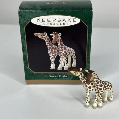 Hallmark Miniature Christmas Ornament Gentle Giraffes Wildlife Animals VTG 1997 - Image 1 of 4