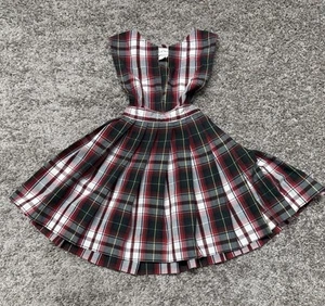Becky Thatcher Elderwear Red Green Tartan Plaid Uniform Jumper Dress Girls 5 - Picture 1 of 10