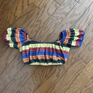 LISA MARIE FERNANDEZ off the shoulder striped Leandra bikini Top sz I US 2 4 S - Foto 1 di 4