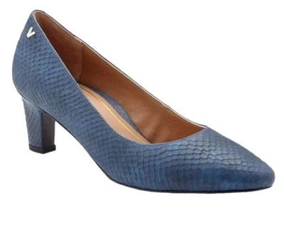 Vionic Mia Blue Snake Embossed Pointed Toe Heels Women’s 10 Classic Leather - Image 1 of 4