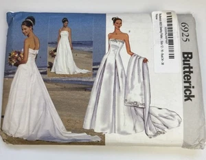 Butterick 6925 Pattern Sz 12-16 Wedding Dress Strapless Stole Uncut Y2K - Picture 1 of 5