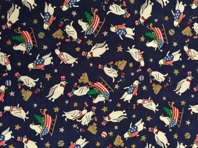 Tela Navidad Pingüino Patriótico Corte 1 yd.20" Azul Oscuro Nueva Foto 1 de 2