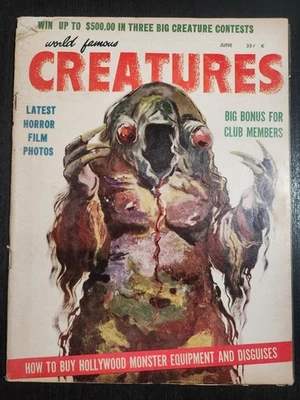 WORLD FAMOUS CREATURES MAGAZINE #4 JUNE 1959 HORROR & SCI-FI FRANKENSTEIN VG+ - Image 1 of 4