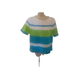 JACYLN SMITH striped Lightweight Short Sleeve Top Casual Spring Summer Beach L - Picture 1 of 5