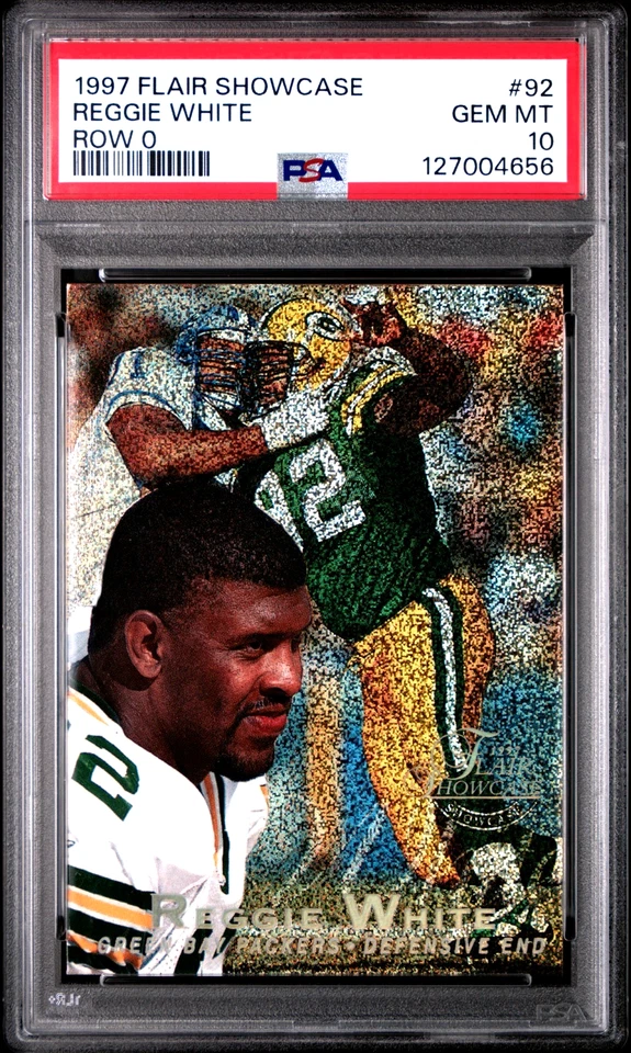 1997 Flair Showcase REGGIE WHITE Row 0 PSA 10 GEM MINT POP 6 - Green Bay Packers - Image 1 of 2