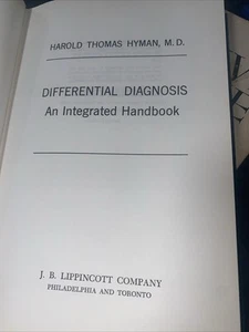 Differential Diagnosis And Integrated Handbook Harold Thomas Hyman M.D. 1965 - Picture 1 of 6