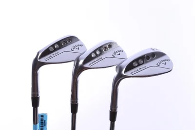 LEFTY Callaway JAWS Raw Chrome 50*, 56*, 60* Wedge Set Steel Shaft Stiff Flex - Image 1 of 4