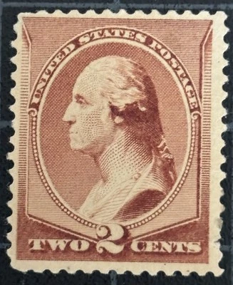 US Stamps - SC# 210 - MOGH - Large Banknote - 2 Cent Washington - SCV = $45.00 - Image 1 of 2