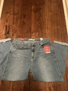 NEU Signature Levi Strauss Größe 16 Mid-Rise Stretch Boyfriend Jeans hellblau - Bild 1 von 6