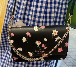 NWT Kate Spade KF441 Madison Floral Waltz Flap Convertible Crossbody Black Multi - Picture 1 of 6