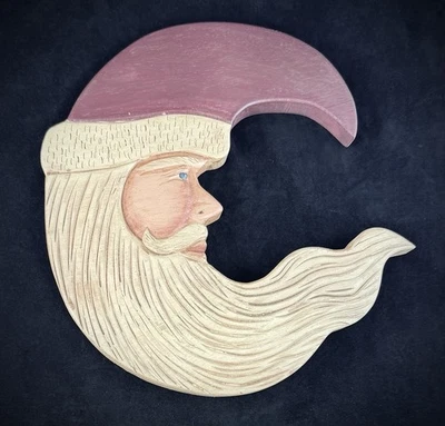 Kurt Adler Crescent Moon Celestial Santa Christmas Folk Art Primitive Vintage - Image 1 of 4