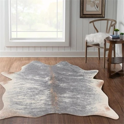Linon Faux Hide Polyester Mix Cowhide Area Rug in Gray - Image 1 of 4