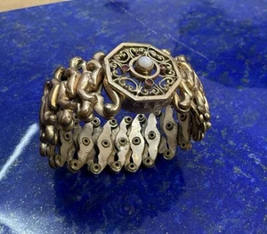 schönes vergoldetes Double Biedermeier Scheren-Armband mit Opal ANTIK - Bild 1 von 5