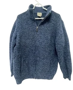 LL Bean Cárdigan Suéter Chaqueta Azul Para Hombres 2XL Lana Corderos Cremallera Completa Manga Larga - Imagen 1 de 6